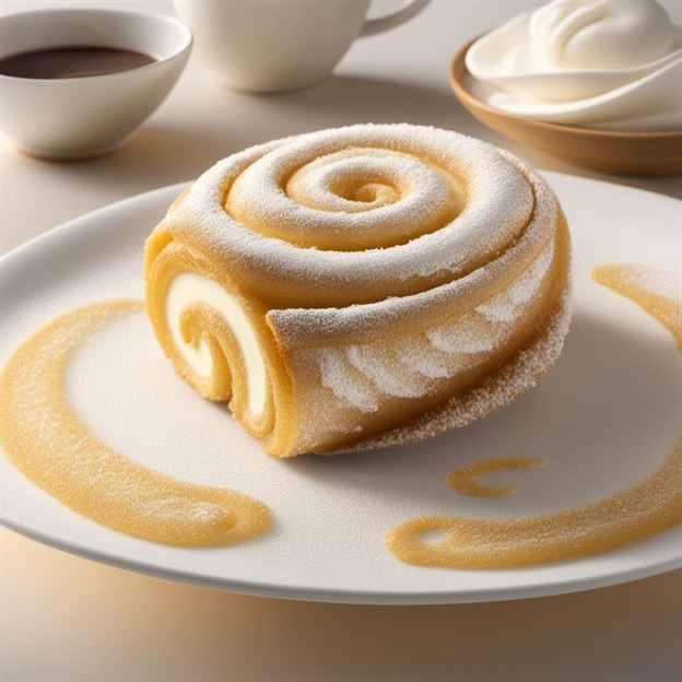 "A delectable cream roll with a flaky pastry exterior, generously filled with creamy goodness."