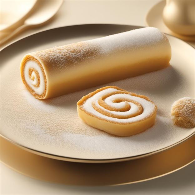 "A freshly baked cream roll with a crispy shell, a delightful dessert option."