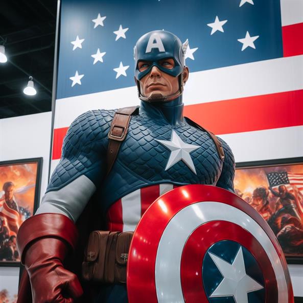 "Captain America leading the charge, inspiring others with his unwavering resolve."