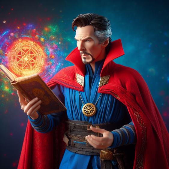 "A scene of Doctor Strange traveling through dimensions, creating mesmerizing magical portals."
