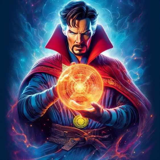 "Doctor Strange engaging in a battle of sorcery, conjuring spells to protect the world from dark forces."