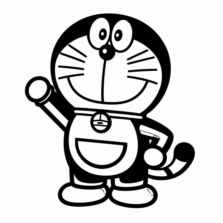 "Doraemon outline clipart featuring his distinctive round face and friendly smile."