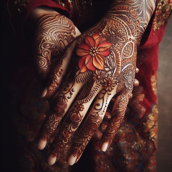 "Modern Mehndi design with contemporary geometric patterns, blending tradition with creativity."