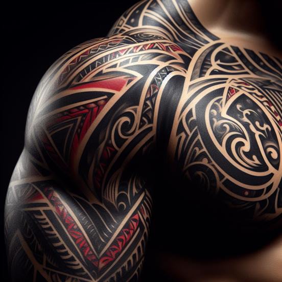 "Abstract shoulder tattoo design, offering a unique and personalized artistic statement."
