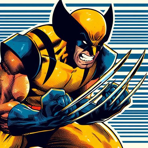 "Wolverine, the fierce mutant, claws unsheathed and ready for battle."