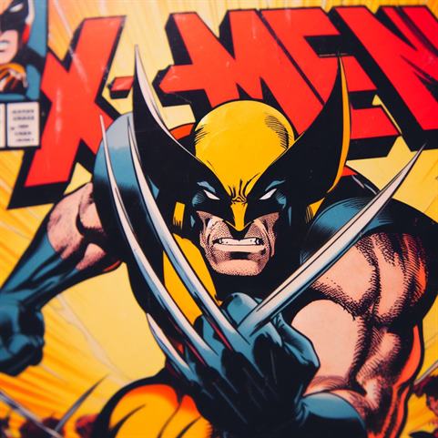 "Wolverine in combat stance, showcasing his strength and determination."