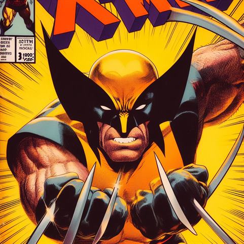 "Wolverine's iconic mask and sharp claws, symbols of his ferocity."