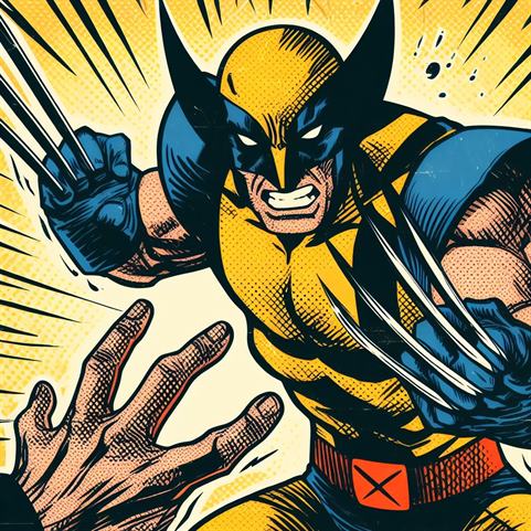 "Wolverine's claws slicing through the air, capturing his swift and deadly attacks."
