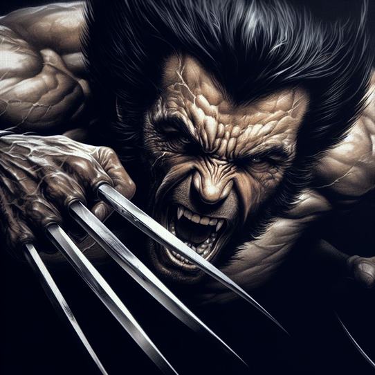 "A close-up of Wolverine's adamantium claws, iconic symbols of his power."