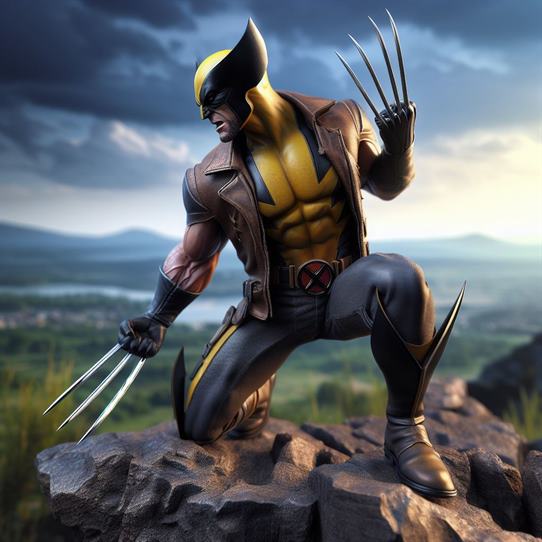 "Wolverine in combat stance, ready to unleash his ferocious attacks."