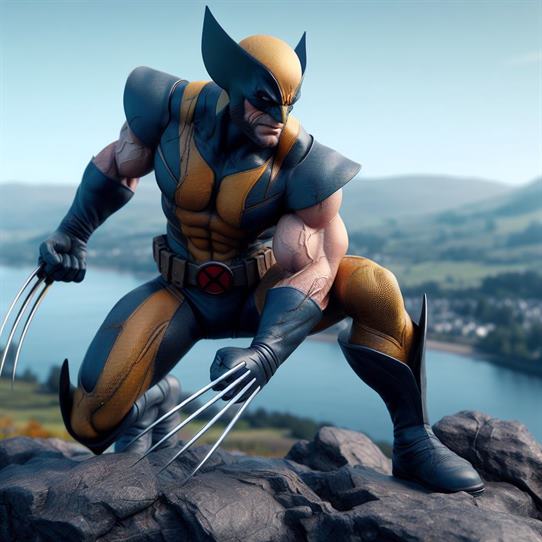 "Wolverine's intense gaze, revealing his sharp senses and unwavering focus."