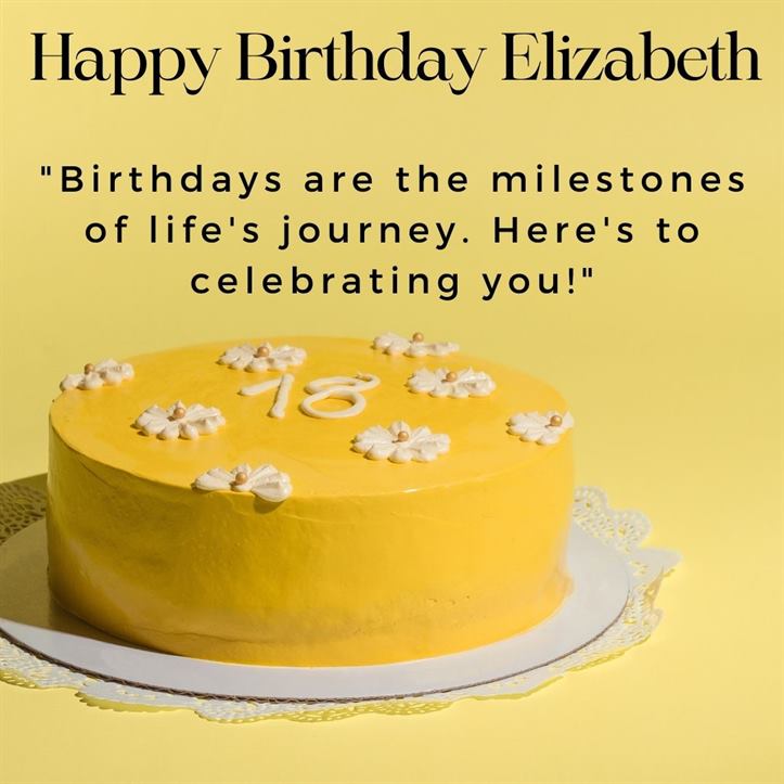 Happy Birthday Elizabeth Wishes with Cake, Status & Quotes Images