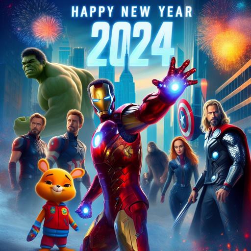 Avengers Hero's Happy New Year 2024 Images