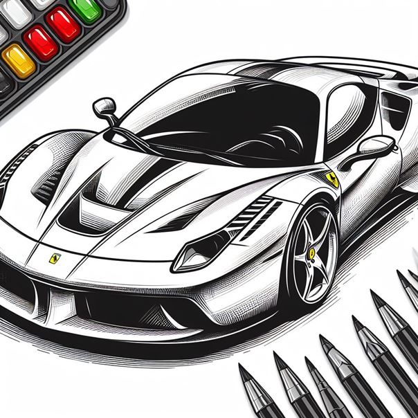 Outline Clipart Images of Ferrari