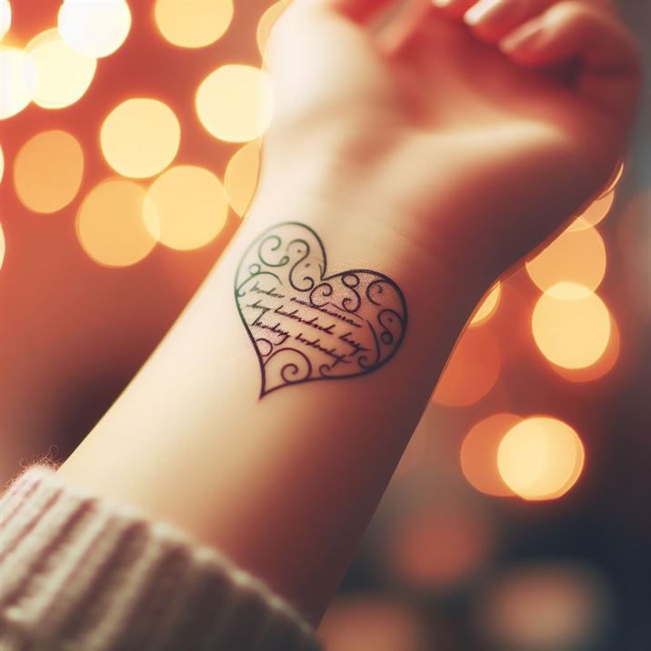 Images of Heart Shape Tattoo in Wrist