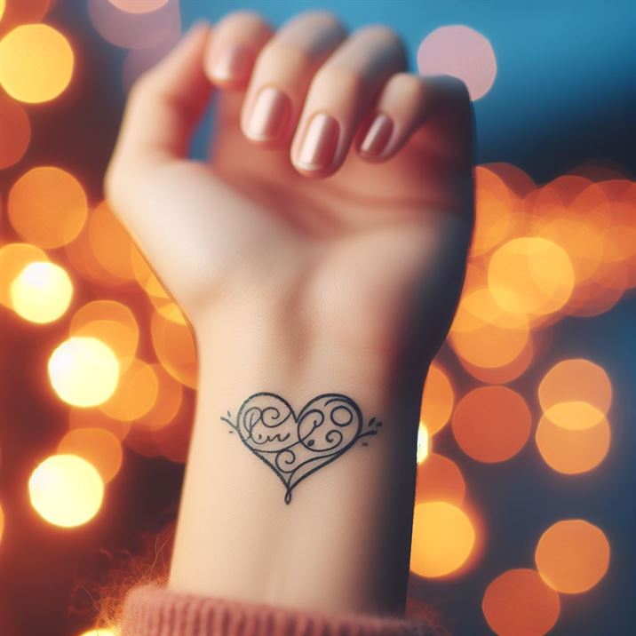 Images of Heart Shape Tattoo in Wrist